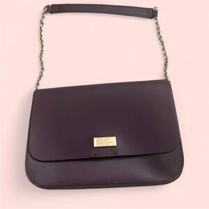 kate spade Plum Leather Chain-Shoulder Bag with Gold Hardware